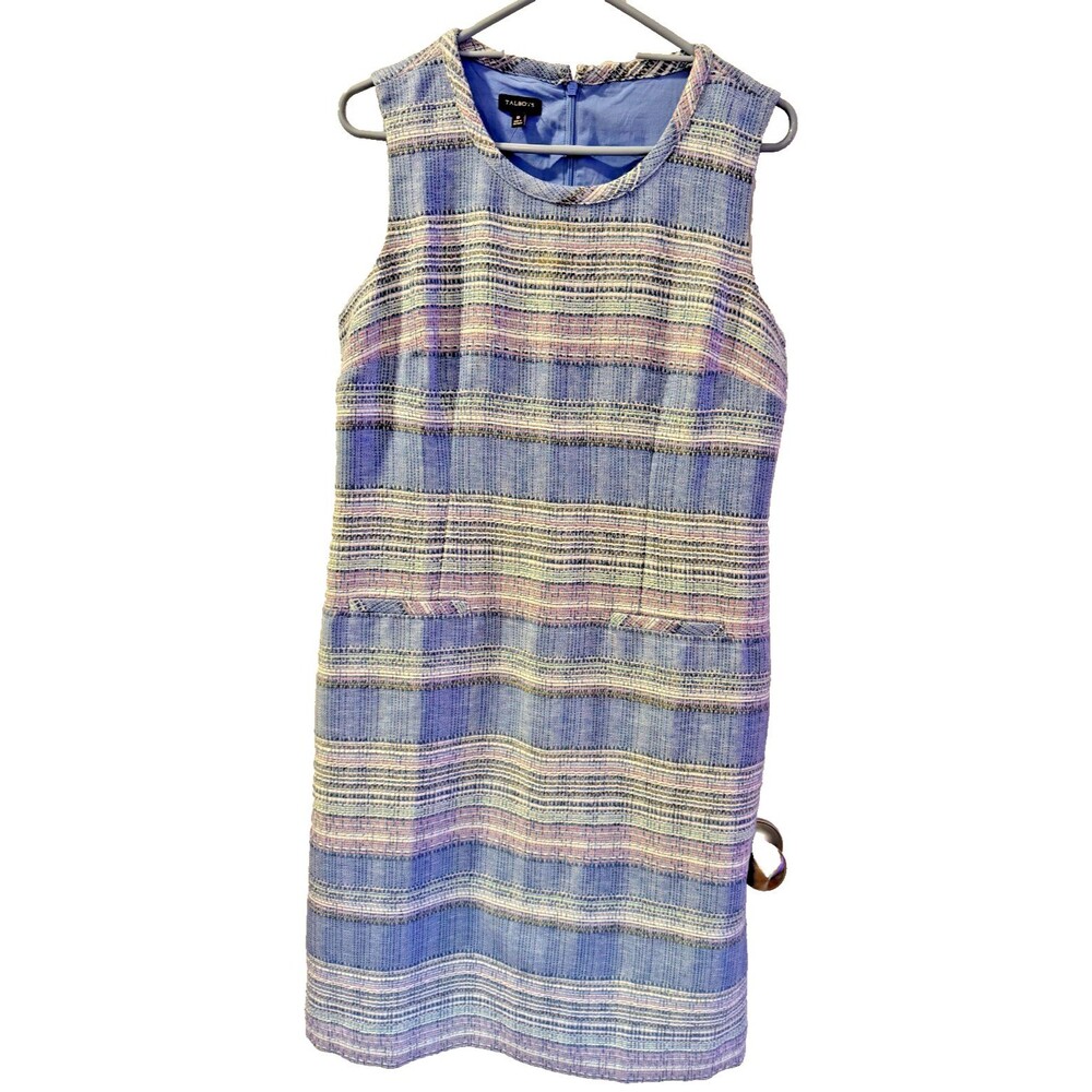 Talbots NWT Dress Sz 10 Blue Stripe Sleeveless A-Line Knee Length Classic Chic - Picture 3 of 11